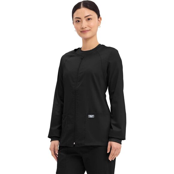 Women's Zip Front Scrub Jacket Soft Breathable Stretch Pockets Nursing Uniform - Picture 6 of 7